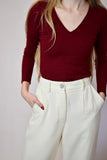 Twyla Tweed Pleated Pants - Ivory