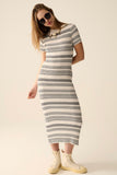 The Q2 Maxi Knitted Dress with ZigZag Detail- Cream