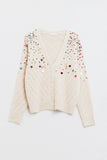 The Q2 Knit V-Neck Cardigan with Sequins