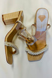 Zalima Off White Pearl Strap Sandals