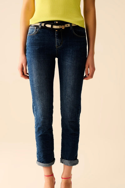 The Q2 Super Skinny Midwash Jeans- Blue
