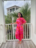 Lava Flow Meara Satin Maxi Dress - Pink-Orange
