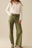 The Q2 Wide Leg Pants with Front Pockets- Khaki