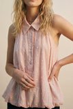 The Q2 Swiss Dot Sheer Sleeveless Blouse- Pink
