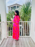 Lava Flow Meara Satin Maxi Dress - Pink-Orange