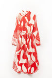 The Q2 Abstract Red Print Button Down Dress