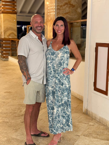 Barbados Beaded Strapy V-Neck Maxi Dress