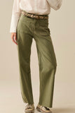 The Q2 Wide Leg Pants with Front Pockets- Khaki