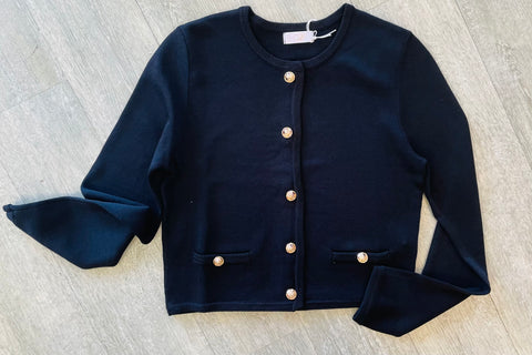 The Q2 Cardigan with Gold Buttons - Black