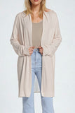 The Q2 Maxi Open Cardigan Long Sleeve Sweater- Beige