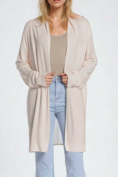The Q2 Maxi Open Cardigan Long Sleeve Sweater- Beige