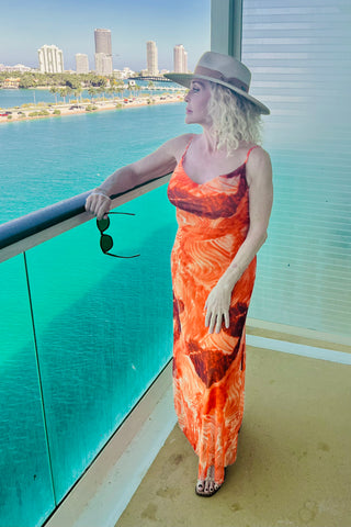 The Jemma Print Sheer Illusion Mesh Midi Dress
