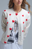 The Q2 Cozy Cardigan with Red Hearts- Red