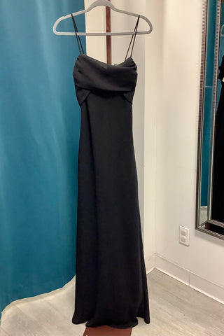 Betsy & Adam Bow Draped Back Evening Gown - Black