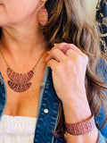 Brass Patina Earrings - Warm Red Rivets