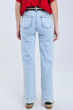 The Q2 Wide Leg Jeans with Front Pockets- Light Wash