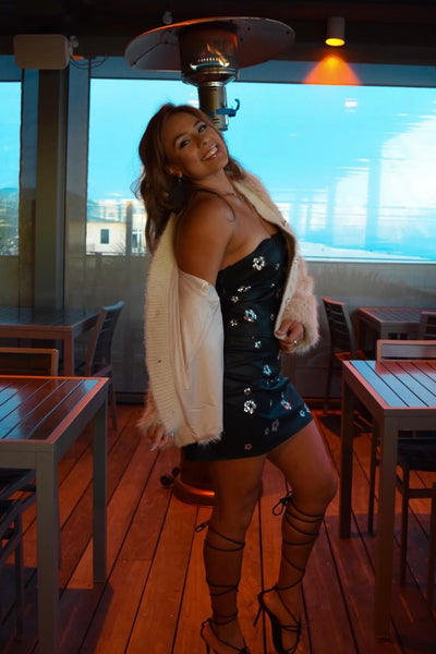 Daisy Sequin Leather Tube Top