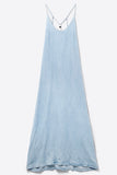 The Q2 Tencel Light Denim Dress with Back Beading - Blue