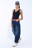 Q2 Knit V-Neck Tank Top with Scalloped Edges