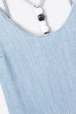 The Q2 Tencel Light Denim Dress with Back Beading - Blue
