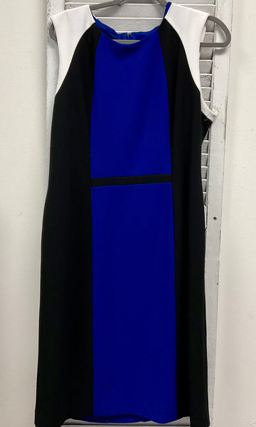 Kasper Colorblock Sheath Dress - Royal/Black/White