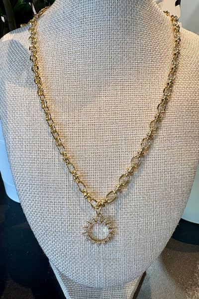 Drift by JenG Necklace: 14kt Gold Fill Cubic Zirconia Sun