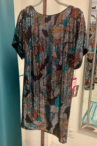 Vince Camuto Metallic Tee Cocktail Dress - Multi