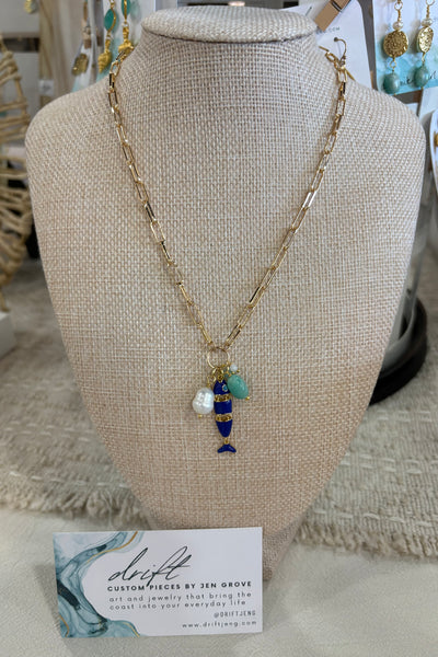 Drift by JenG Necklace: Pearl/Amazonite/Moonstone 14k