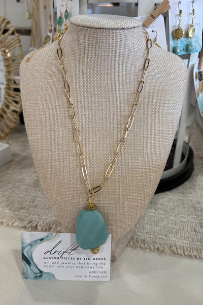 Drift by JenG Necklace: 14K Gold Filled Amazonite Pendant