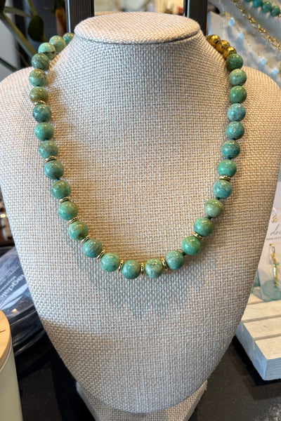 Drift by JenG Necklace: Chrysoprase & Recycled Brass