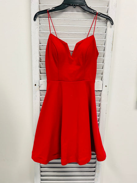 City Studio Knit Notch Neck Fit & Flare Mini Dress - Red