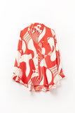 The Q2 Abstract Red Polo Button Up Shirt
