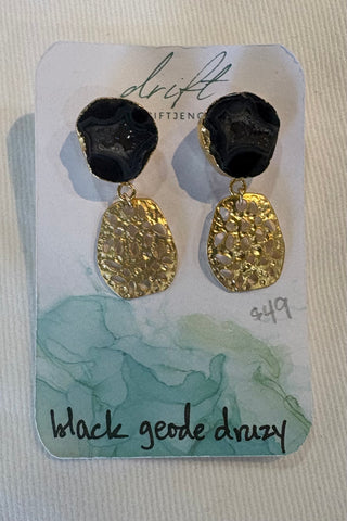 Drift by JenG Earrings: Black Geode Druzy