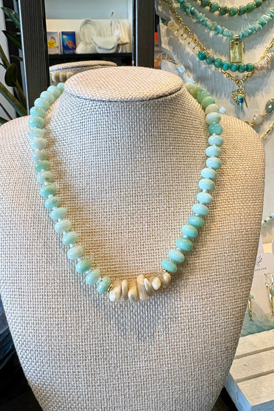 Drift by JenG Necklace: Amazonite & Fossil Agate