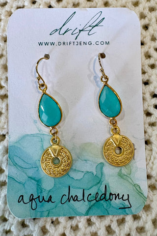 Drift by JenG Earrings: Aqua Chalcedony