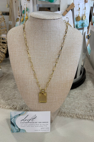 Drift by JenG Necklace: 14K Gold Filled Square Sun Pendant