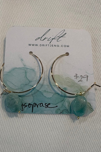 Drift by JenG Earrings: Chrysoprase Hoops