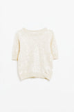The Q2 Short Sleeve Sequin Sweater - Cream