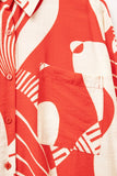 The Q2 Abstract Red Polo Button Up Shirt