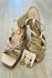 The Zoey Light Gold Knotted Band Platform Heel-  Light Gold