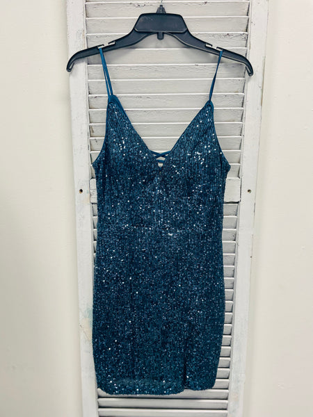 Speechless Sequined Mini Cocktail Dress - Slate Blue