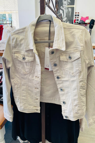 The Q2 Basic Denim Trucker Jacket - Beige