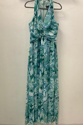 FINAL SALE Adrianna Papell Chiffon Leaf Maxi Dress - Slate