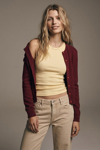 Q2 Fine Knit Button Front Cardigan