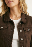 The Q2 Raw Edge Denim Jacket - Brown