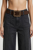 Q2 Brown Suede Gold Studded Square Buckle