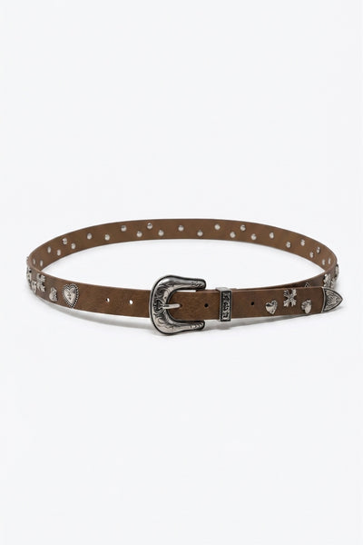 Q2 Camel Heart Studded Western Belt