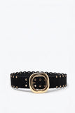 Q2 Black Eyelet Scallop Edge Wide Belt