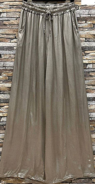 Italian Wide Legs Satin Feel Pants