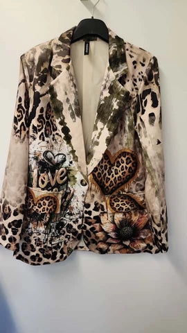 One Size Love Is Life Animal Print Blazer